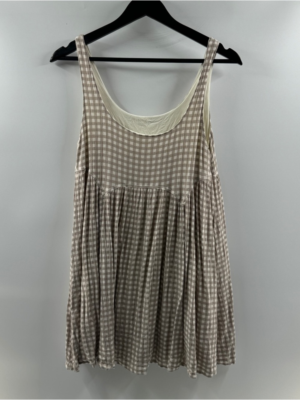 Beige Cream Gingham Dress – Women’s Small - Picture 5 of 8